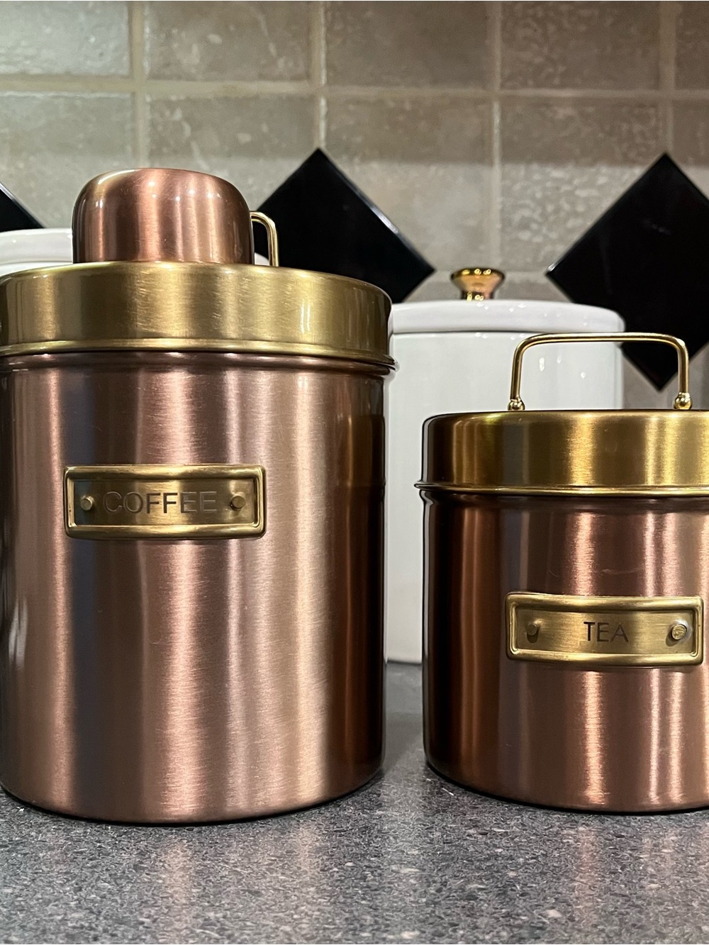 Hearth & Hand Copper-Tone Canister Set with Gold Lids
